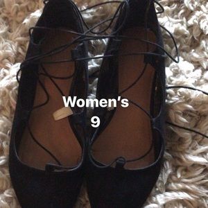 Pointy (Black) Lace-Up Flats